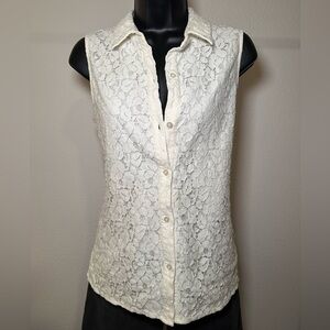 Calvin Klein Lace Button Up Top